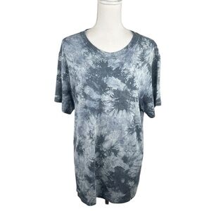 Tie Dye Gray & White Casual Super Softy Short Sleeve Athletic Activewear Top XL